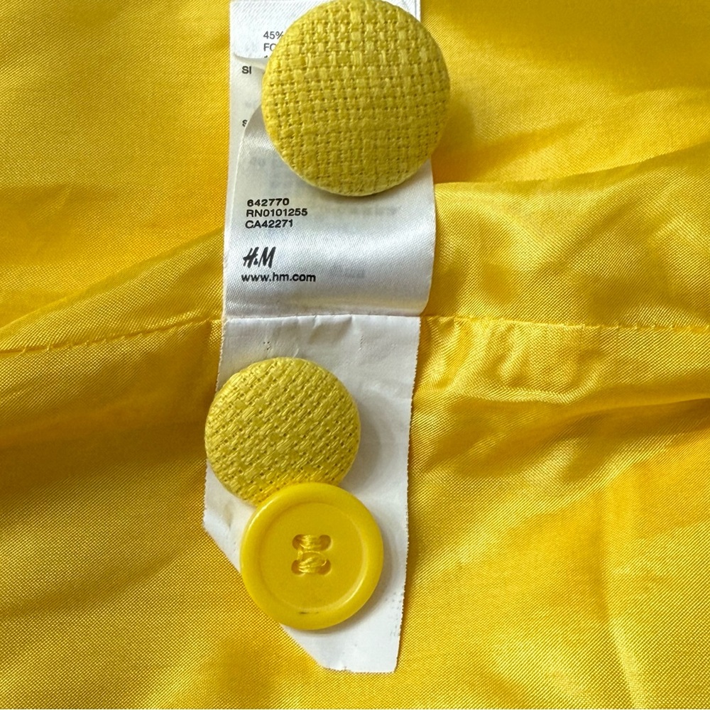 H&M Women's Vintage Style Textured Weave 3/4 Sleeve Cropped Jacket, Yellow, Sz 6 - Picture 10 of 10